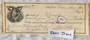 1927 Adv Bank Check Dallas, Texas FIRST NATIONAL BANK of BOGOTA Federal Reserve - Picture 1 of 3
