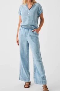 Pantalone FAHERTY Dream cotone biologico garza gamba larga taglia M spiaggia costiera boho - Foto 1 di 11
