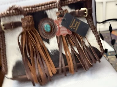 BEAUTIFUL AMERICAN DARLING LEARHER AND COW HAIR HANDBAG NWT - Image 1 of 4