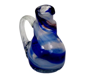 Smith’s Old Timer Glass Hand Blown Blue Swirl American Folk Art Farm House - Picture 1 of 8