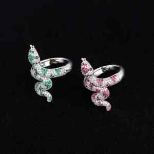 Unique Snake Wedding Ring 3.00Ct Round Simulated Pink Ruby 14K White Gold Plated