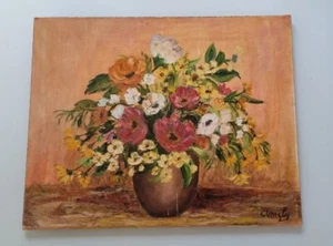 Painting Oil Flowers Antique Wall Art.   peinture huile fleurs - Picture 1 of 7