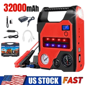 Car Jump Starter W/Air Compressor LCD Screen 32000mah Portable Booster Charger - Picture 1 of 16