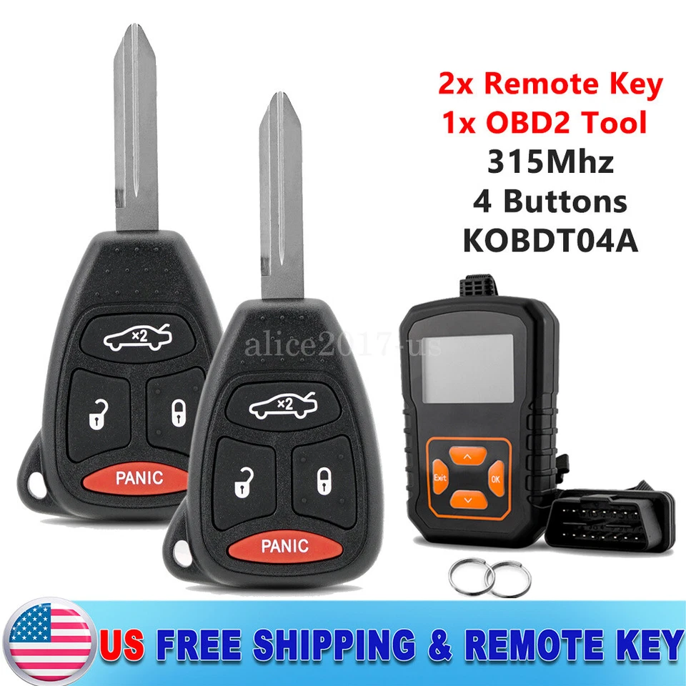 2 Para Jeep Grand Cherokee 2005 2006 2007 Emote Llavero 4B KOBDT04A + Programador Foto 1 de 4