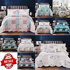 New 3Piece Quilted Patchwork Bedspread Throw Single Double King Size Bedding Set