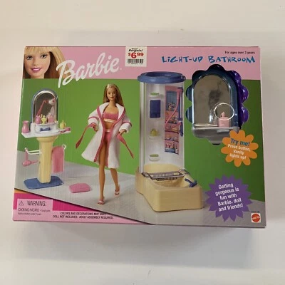 Mattel Barbie Bathroom Furniture Playset Light Up Bathroom Vanity NRFB - Image 1 of 2