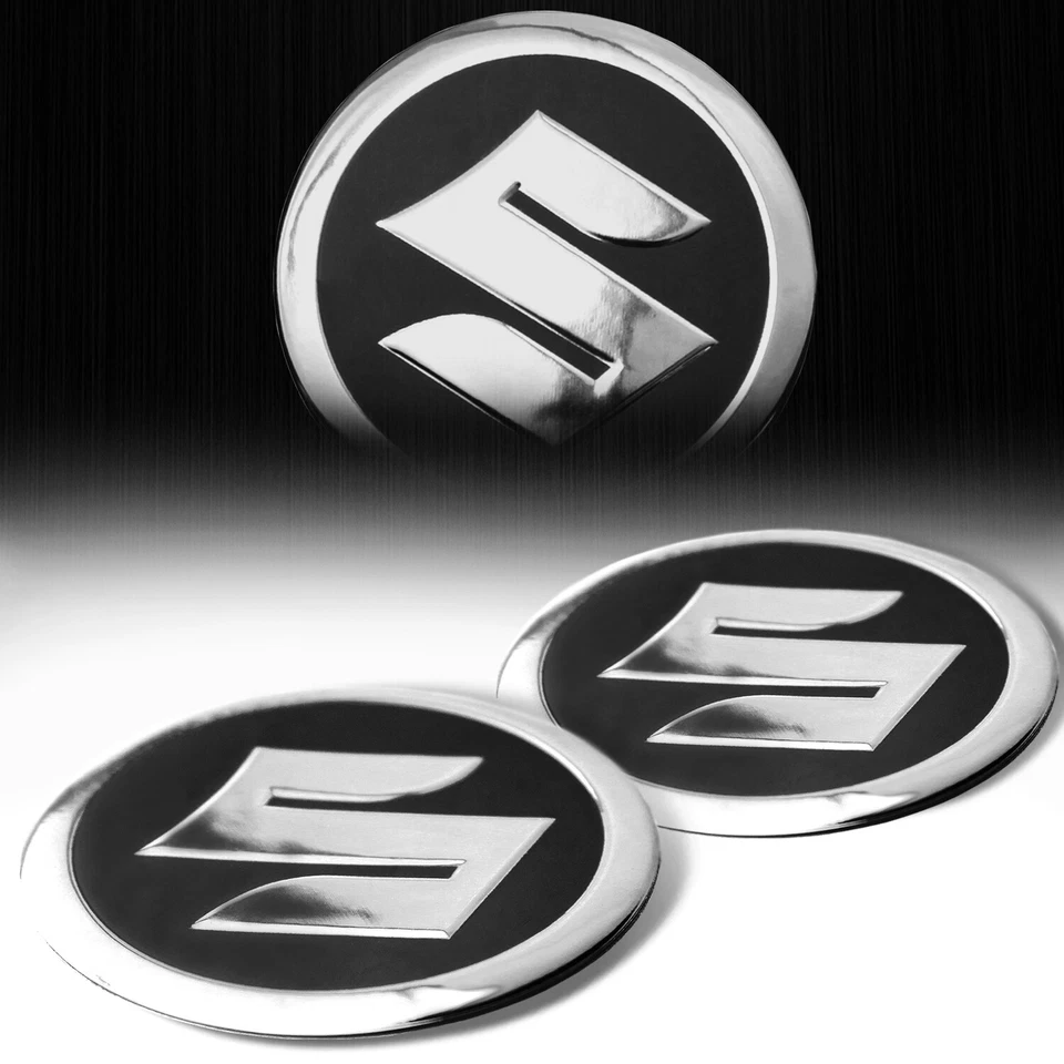 Calcomanía emblema logotipo 2,125" carenado/pegatina tanque de gas para Suzuki negro + cromo plateado Foto 1 de 1