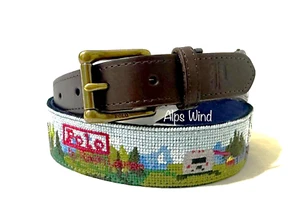 Polo Ralph Lauren Bear Double RL Western Needlepoint Belt Size 32NWT NWT$198 - Picture 1 of 9