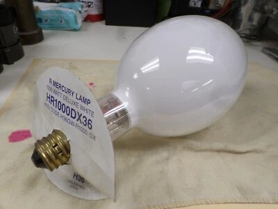 General Electric HR1000DX36 Mercury Lamp ANSI CODE H36GW-R1000/DX New Old Stock - Image 1 of 4