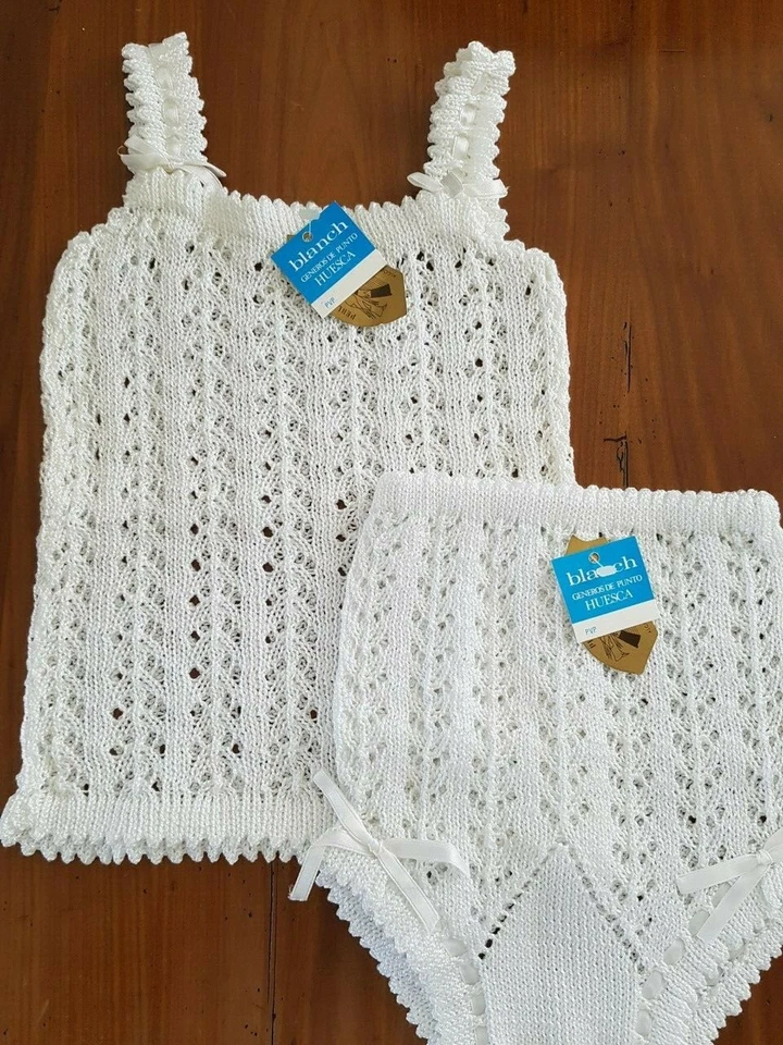 Ensemble neuf culotte et maillot enfant tricot vintage années 1960 - Photo 1/3