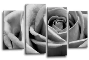 Arte de pared floral gris sala de estar dormitorio cuadro de lienzo enmarcado listo para colgar - Imagen 1 de 5