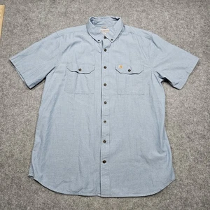 Camicia Carhartt Relaxed Fit Blu Chambray Bottoni Uomo Taglia XLT Abbigliamento da Lavoro - Foto 1 di 10