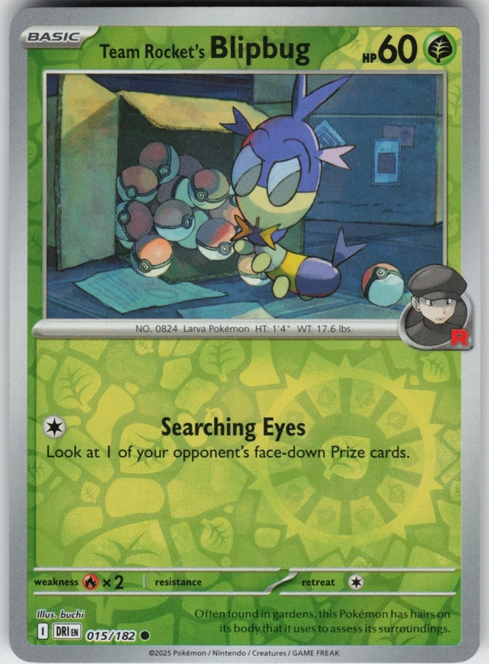 Reverse Holo Team Rocket's Blipbug 015/182 Common SV10: Destined Rivals NM - Image 1 of 1