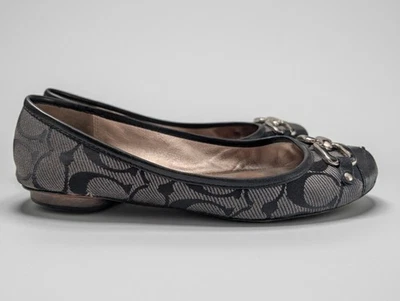 Pisos de ballet Coach grafito negros con logotipo C en jacquard exclusivo talla 6,5 Foto 1 de 3