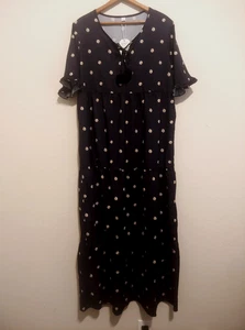 NWT Made with Love Tiered Dress Black Maxi Short Sleeve Boho Cottage SZ Large - Picture 1 of 9