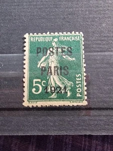 🇫🇷 Francia 1921 Precancel POSTES PARIS - Yvert #26 5c Verde MNH - Superba - Foto 1 di 2
