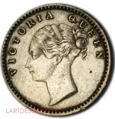(USA) EAST INDIA COMPAGNY - 1/4 de Rupia 1840 s Victoria Queen P254 Foto 1 de 2
