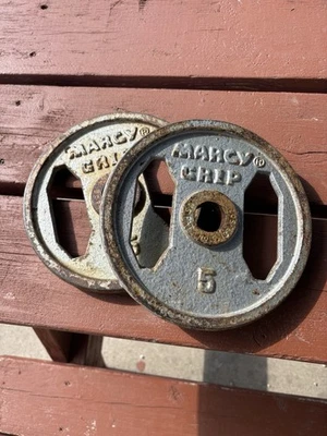 Винтажные весовые пластины Marcy Grip 2 x 5 фунтов - Изображение 1 из 2