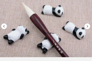 4pc Chinese Ceramic Lovely Panda Chopsticks Rack, Brush Rest - Picture 1 of 4