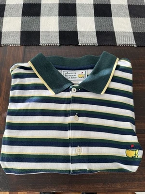 Camisa Polo Vintage Años 80 Masters Augusta National Golf Shop Para Hombres XL Rayas Verdes Foto 1 de 4