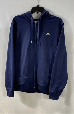 NUEVO CON ETIQUETAS Sudadera con Capucha Lacoste Sport Azul Marino Cremallera Completa Mezcla de Algodón Para Hombre Talla L Foto 1 de 4