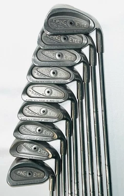 Palos de golf PING EYE 2 puntos negros SW, LW, 3-9 RH hierros KARSTEN NZ+ eje de acero KT Foto 1 de 4