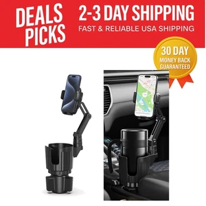 Luxury Adjustable Car Phone Mount & Cup Holder Expander with Non-Slip Grip - Picture 1 of 9