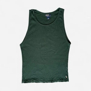 Polo Ralph Lauren Ribbed Tank Top Large Green Vest Summer Holidays Festival - Picture 1 of 8