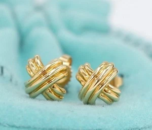$1,500 Tiffany & Co. 18K Yellow Gold Signature X Stud Earrings - Picture 1 of 5