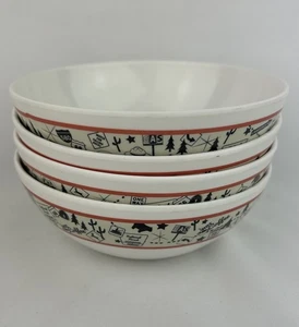 Route 66 Melamine Set Of 4 Bowls Camp Casual Retro Cereal Salad Dessert BN23 - Picture 1 of 9