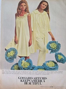 1968 women's Gossard, artemis, yellow nightgown Gown pajamas vintage Lingerie ad - Picture 1 of 1
