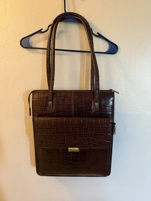Wilson’s Leather Vintage Croc Embossed Brief Case Messenger Bag File Bag Women’s - Image 1 of 4