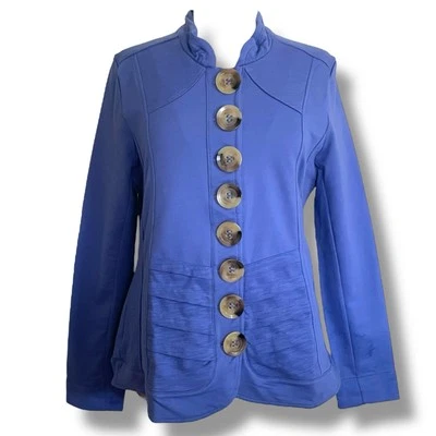 Jaqueta militar feminina Neon Buddha manjericão tamanho médio roxa elástica algodão boho - Imagem 1 de 4