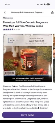 Calentador de cera de vela de cerámica de tamaño completo Mainstays para Navidad Foto 1 de 4