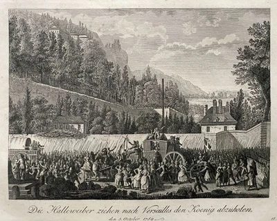 Kupferstich Französische Revolution Hallenweiber Weg Versailles König - 19. Jh. - Bild 1 von 4