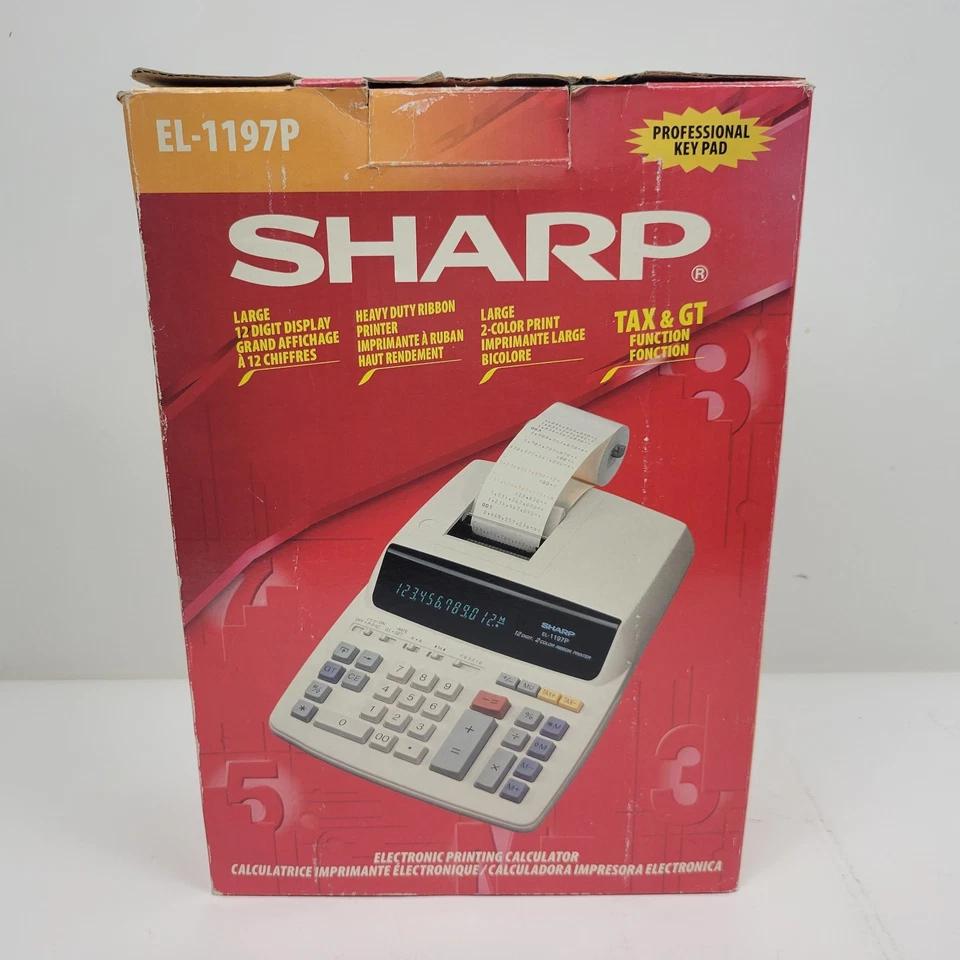 Sharp EL1197P Two-Color Printing Desktop Calculator Black/Red New Damaged Box - Image 1 of 4