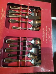 Wallace  CONTINENTAL BEAD -18/10 Stainless 65pc. Flatware Set  Older Set Better - Picture 1 of 7