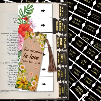 Pestañas Índice Bíblico Nuevo y Antiguo Testamento Lámina de Oro Negro, Lámina de Oro Negro  Foto 1 de 4