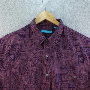 Tori Richard Made Hawaii 1XB Mens Button Down Shirt Purple Patterned Geometric - Picture 1 of 6