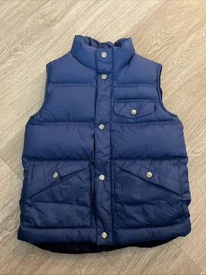 Chaleco acolchado con botones Lands' End azul plumón de ganso niños S (8) invierno frío Foto 1 de 4
