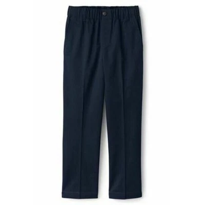 NUEVO CON ETIQUETAS PANTALONES CHINOS LANDS' END NIÑO HIERRO RODILLA CINTURA ELÁSTICA CLÁSICO AZUL MARINO 14 Foto 1 de 4