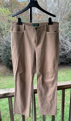 Pantalones de vestir Ralph Lauren Catlin holgados para mujer 10P camel pierna recta elásticos Foto 1 de 4