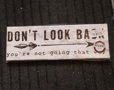 RETRO - DON'T LOOK BACK - Stretched canvas  SIGN 14x 2.5x42cm New Gift Item - Image 1 of 4