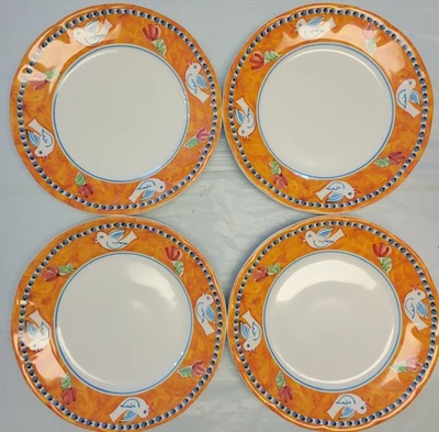 Juego de 4 platos de cena Vietri Melamina Campagna Uccello Paloma Foto 1 de 4