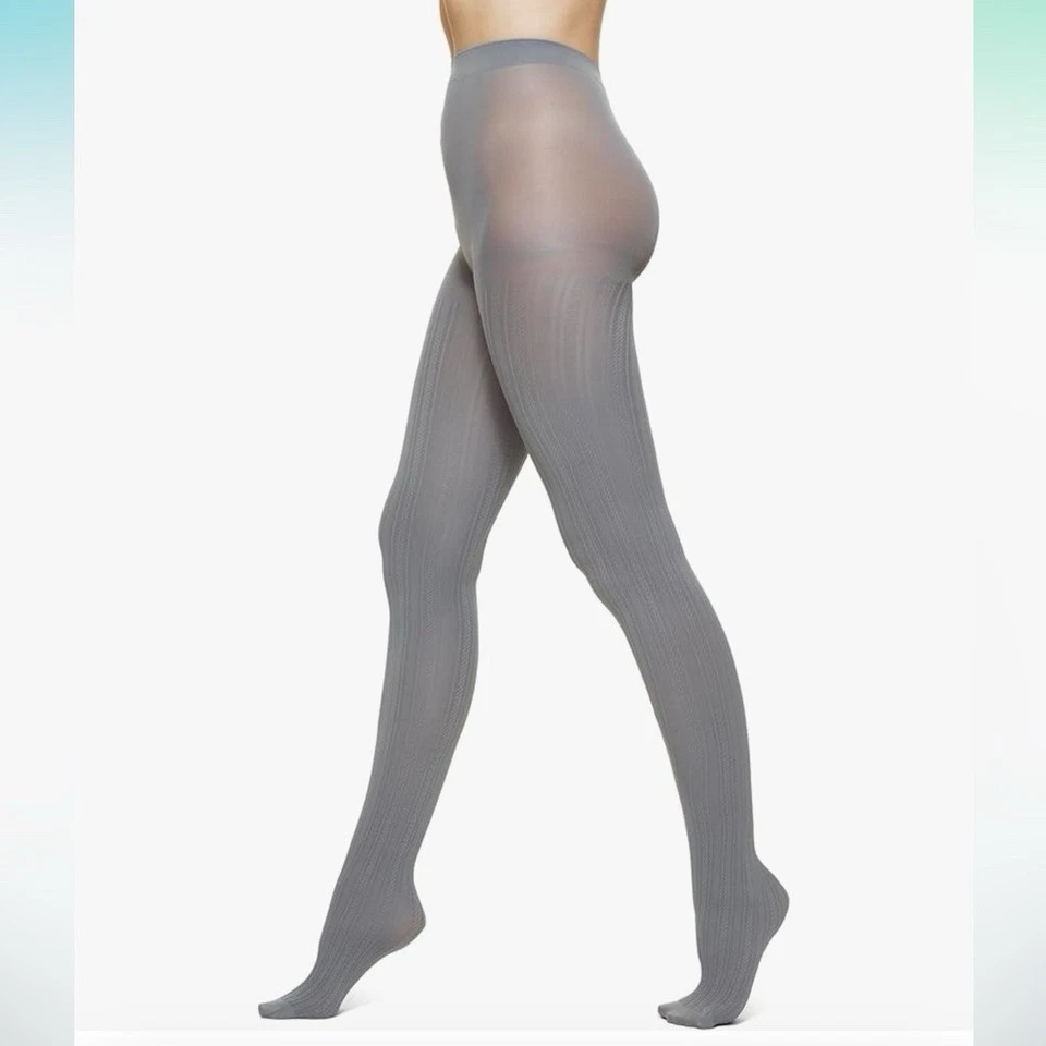 Hue U24245 Cable Knit Sweater Tights Grey ( S / M )