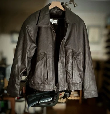 Chaqueta de cuero genuino pesada forrada de La Moda Foto 1 de 4