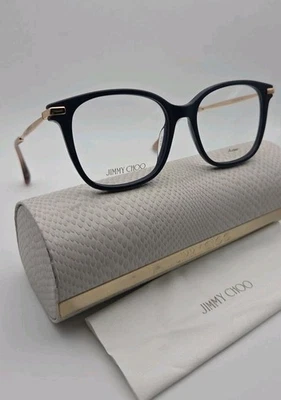 Marco de gafas unisex Jimmy Choo JC195 azul oscuro hecho en Italia con estuche Foto 1 de 4