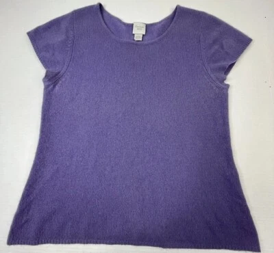 Garnet Hill Cashmere Sweater Shell Purple Womens L short Sleeve - Image 1 of 4