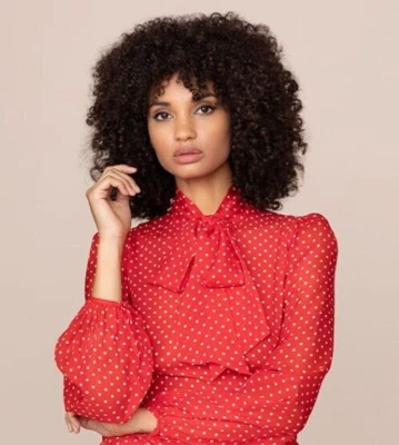 Agent Provocateur silk chiffon bodysuit M red polkadot pussy bow blouse - Image 1 of 4