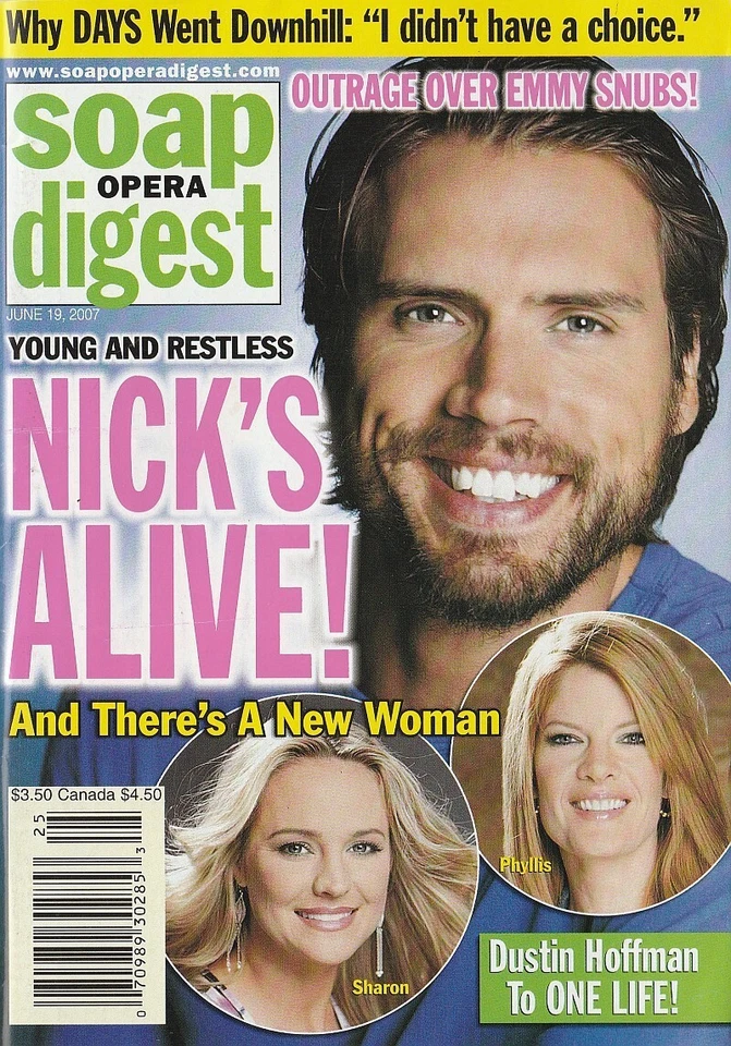 Soap Opera Digest June 19, 2007 JOSHUA MORROW-NATALIA LIVINGSTON-JACK WAGNER-GH - Image 1 of 1